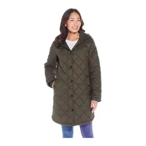 Weatherproof Hooded Diamond Quilted Coat