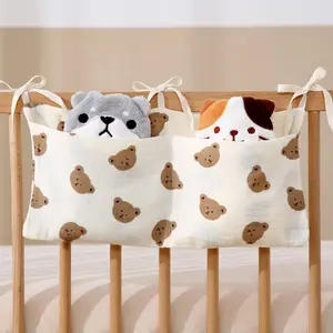 Cute Print Hanging Strap Multipurpose Stuffed Animal Storage Bag (two Pocket), Bear Head, Squirrel, Toy Bear, Heart, Flower, Soft Fabric, Hangable Organizer Pouch