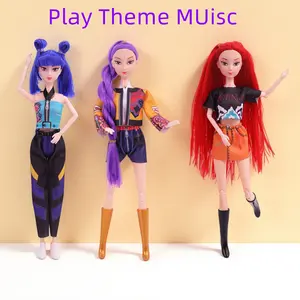 Anime Girls Group Dolls Set, Singing Dolls Character Figurine Collection Toys, 11.5Inch 12-Joint Action Figures With Play Theme Music Colorful Lights & Motion, Version Doll Collector Set, Birthday GIft For Girls
