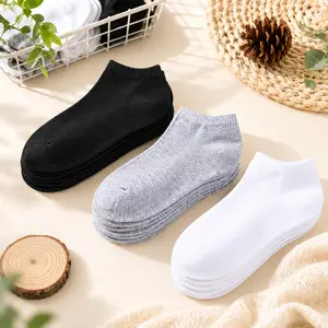 20Pairs of Soft Comfortable Breathable Black White Gray Socks for Daily Outdoor Wear Simple Versatile Cotton Spandex Woven Athletic Socks