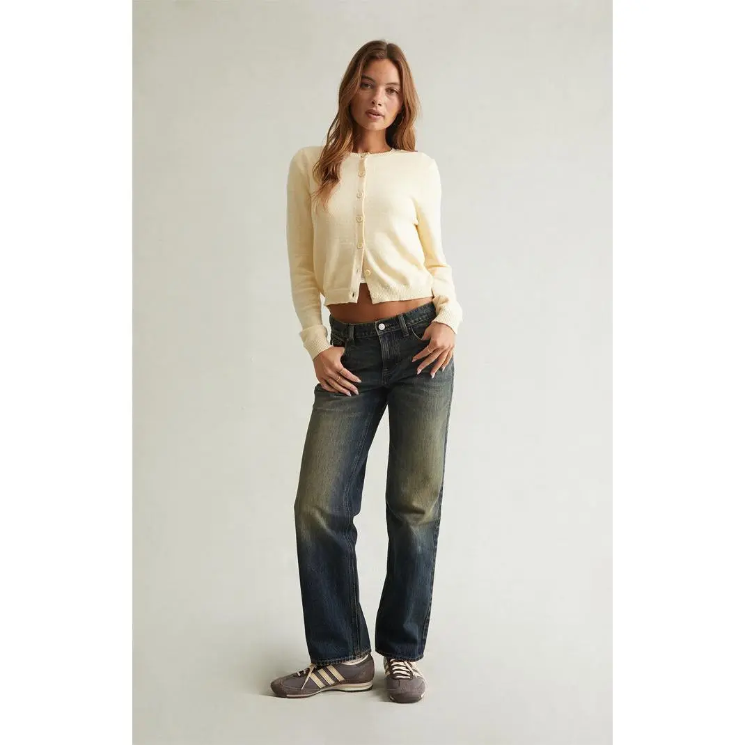 Pacsun Women's Jordyn Low Rise Straight Leg Jeans Tinted Dark Blue