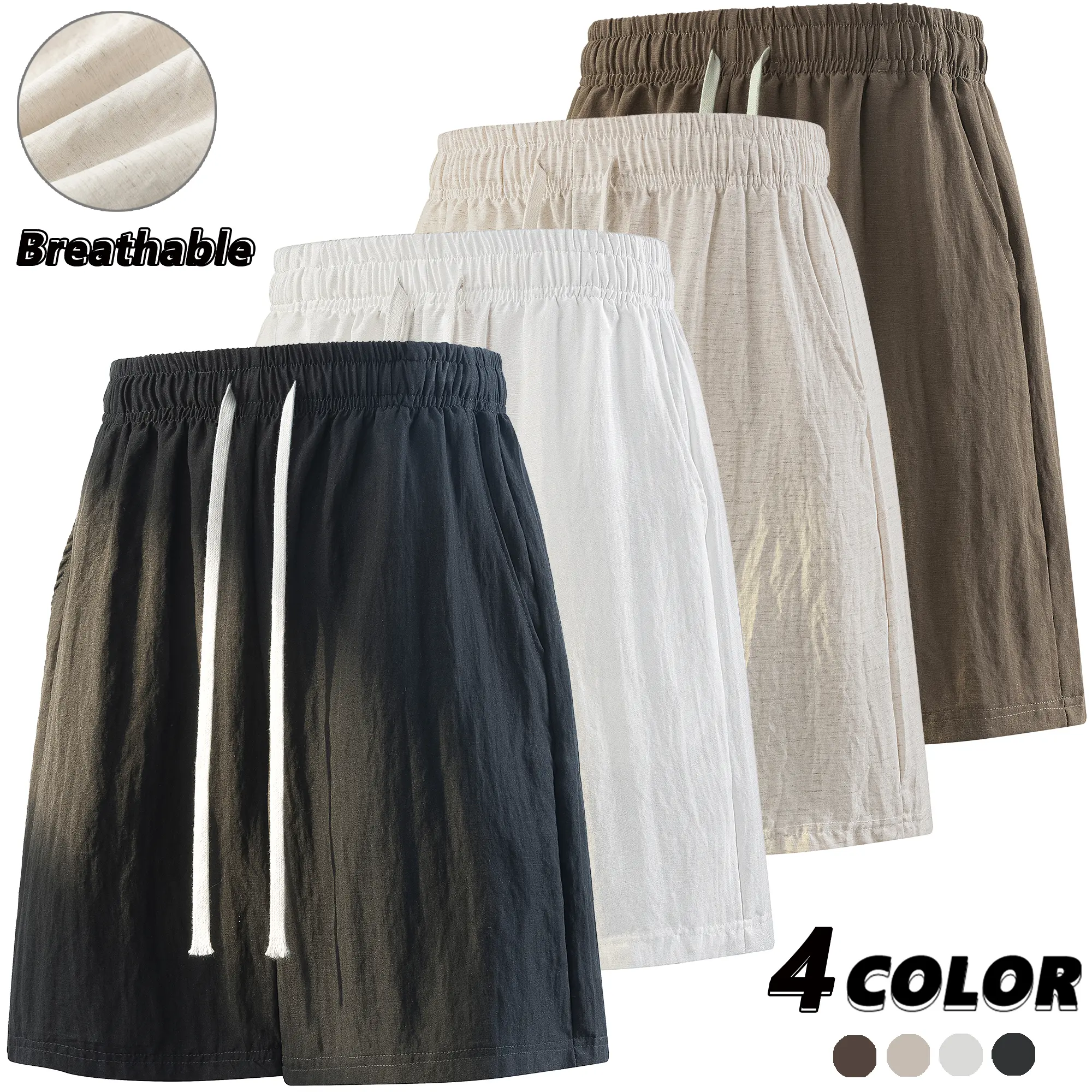 EKF Men’s Breathable Ruched Drawstring Shorts (mid-thigh length) | Lightweight, breathable fabric creates a relaxed, effortless look for summer streetwear and everyday wear