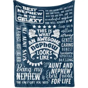 Nephew Gifts Throws from Auntie, Nephew Flannel Blanket from Aunt, World's Best Nephew, Perfect for Birthday, Christmas, Graduation (50"x 60")