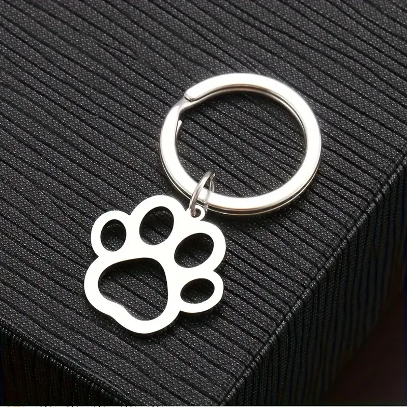 Dog Paw Print Stainless Steel Keychain Dog Paw Print Stainless Steel Keychain