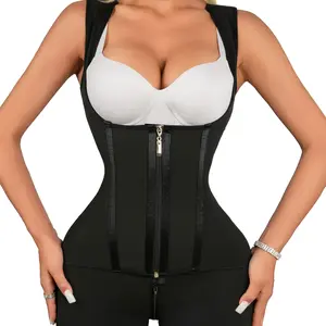 Women Waist Vest Shaperwear For Women Tummy Control with Adjustable Straps And Hook Shapewear Womenswear Top Colombian Compression Comfort SexyBasic Black Minimalist Zipper Trainer faja Corset, Shaper Waist Trainer, Waist-Tightening Shapewear Tops zipper
