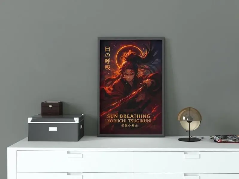 [Up To 50% Off] Yoriichi Tsugikuni Demon Slayer Graphic Poster Print - Multi-Size 12x18 in & 27x40 in, Unframed Unmounted Paper, Sun Breathing Kimetsu no Yaiba Anime Photo, Kid Room Wall Decor Decoration Home Supplies, Wardrobe, Military