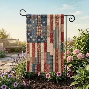 Faux Patchwork Vintage Style 250th Anniversary Flag, USA 250th Anniversary Garden Flag, Patriotic 2026 Outdoor Yard Decor, 250th Birthday Garden Flag, Print Only
