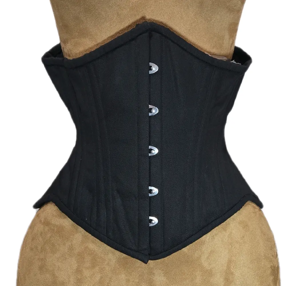 Black Cotton Waist Training Corset – 26" Waist Goal, 11.5" Length Adjustable Belts Breathable Elegant Everyday Fashion Fit Piece Shapewear Statement