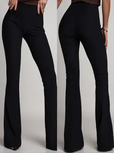 Women's High-Waisted Flare Pants, Casual Summer & Spring Fashion, Pure Color Design, Perfect for Daily Wear