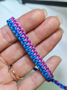 Handmade Turquoise Purple Adjustable Braided Bracelet - Sliding Knot