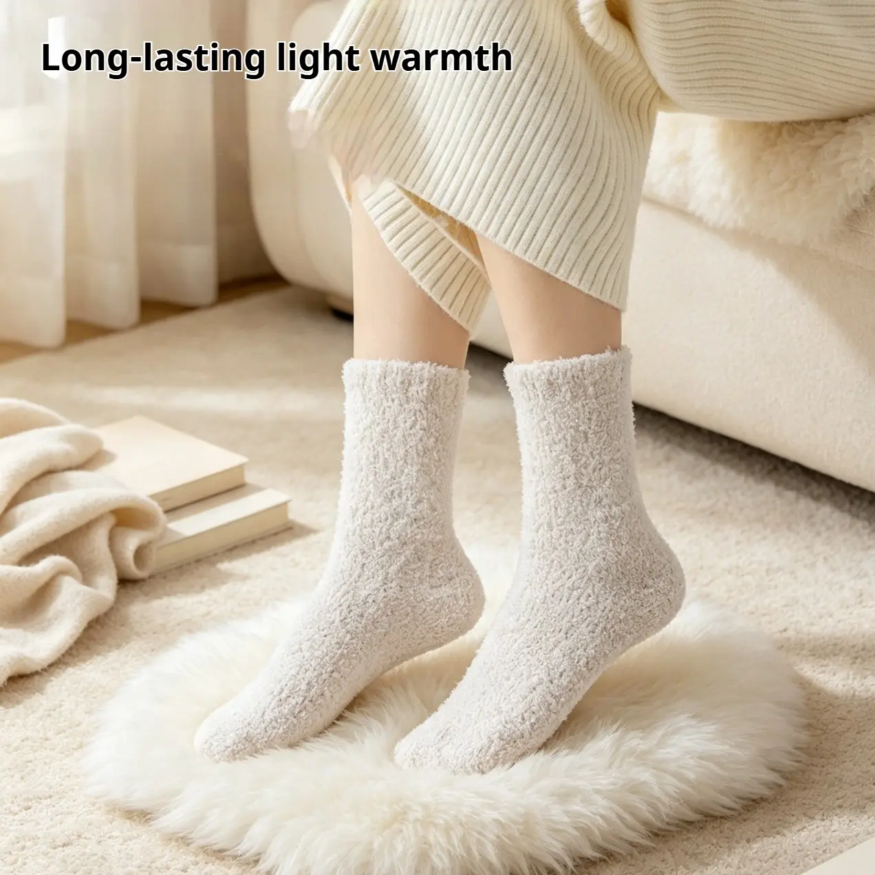 Women's Thermal Coral Fleece Socks, 5-Pair Pack - Thickened, Non-Shedding, Lined for Autumn/Winter Sports & Outdoor Accessories - Ideal for Sleeping, Lounging