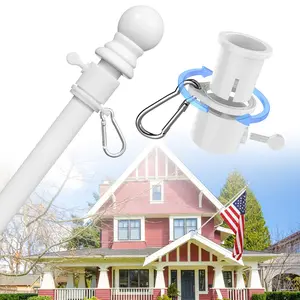 Barcetine Stainless Steel Tangle-Free Heavy Duty Flag Pole for 3x5 US Banners, Outdoor Home Decoration, Porch Use (Only Pole)