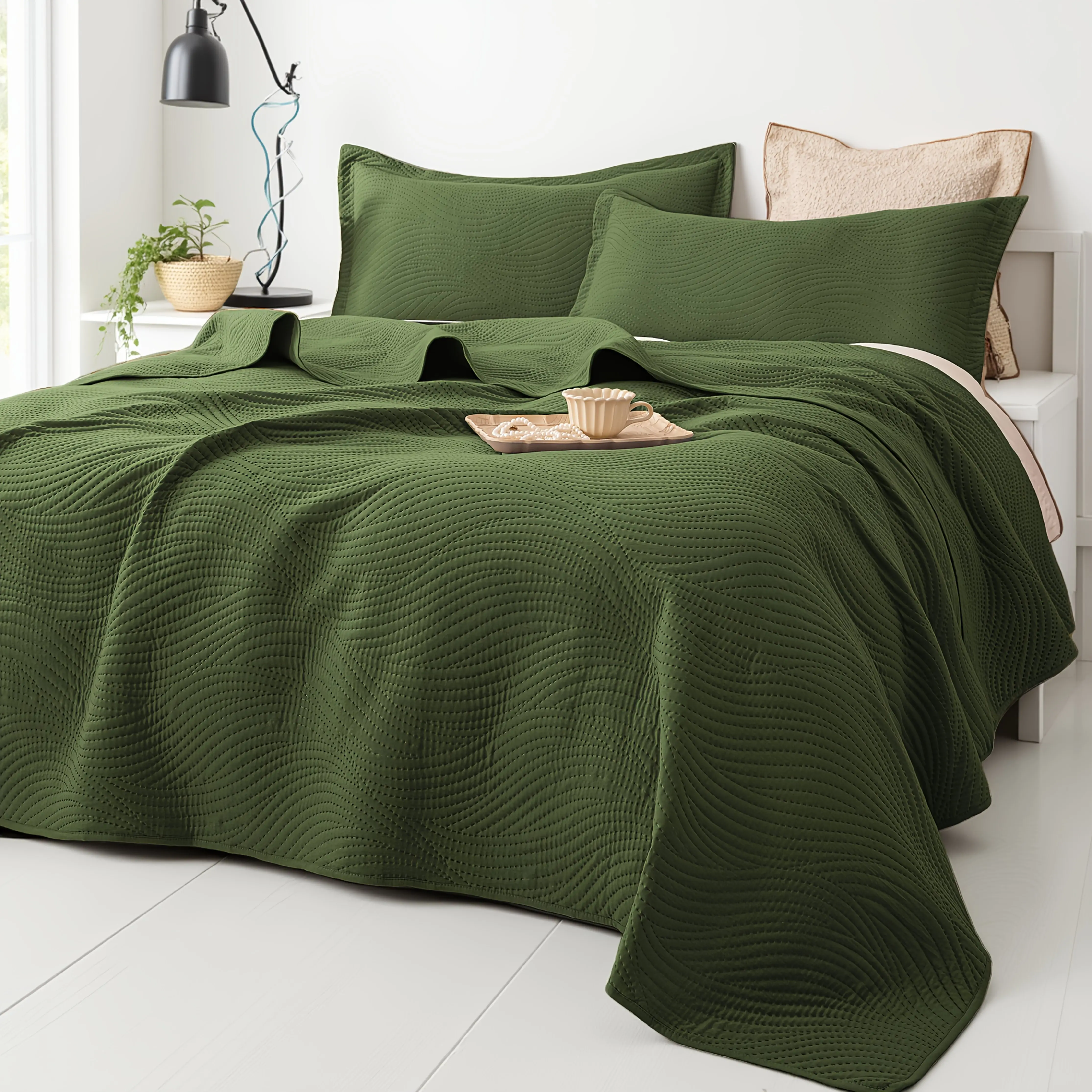 XAKING Clean Minimalist All-Season Cool Bedding Set - Lightweight Soft Ultrasonic Solid Plain Duvet Cover Set with Pillowcase, Multi-Size (Twin/Queen/King) for Classic Contemporary Bedroom Decor