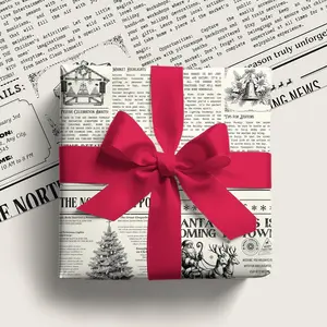 Christmas Gift Wrap Newspaper Style: Vintage Wrapping Paper Christmas Theme, Holiday Gift Wrapping For Kids And Adults