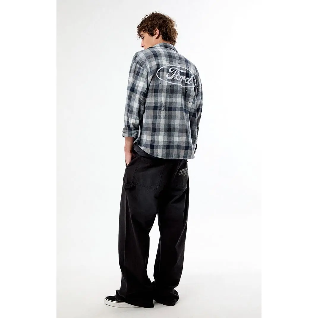 FORD Men's Logo Flannel Long Sleeve Shirt FORD Men's Logo Flannel Long Sleeve Shirt