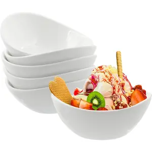 6 Ounce 6 Pack Ceramic Dip Bowls for Ice Cream, Small Side Dishes Sauce Dish Ceramic Dessert Bowls Set - Good for Tomato Sauce, Soy, BBQ and Other Party Dinner White