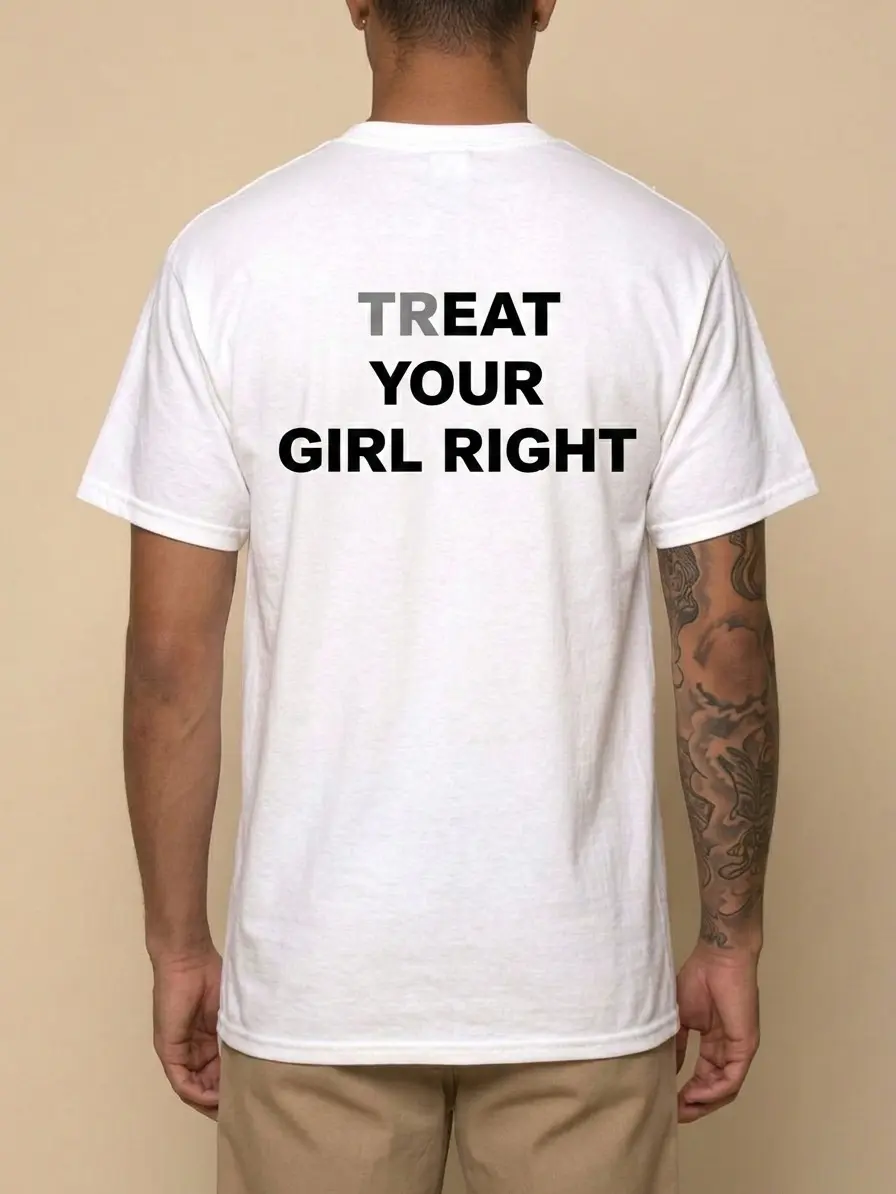 Treat Your Girl Right Graphic T-Shirt Funny Couple Shirt Unisex Cotton Tee Casual Summer Relationship Quote Gift