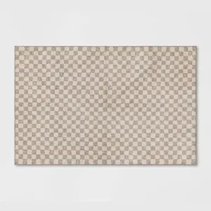 2'6"x4' Checkerboard Plush Accent Rug - Threshold