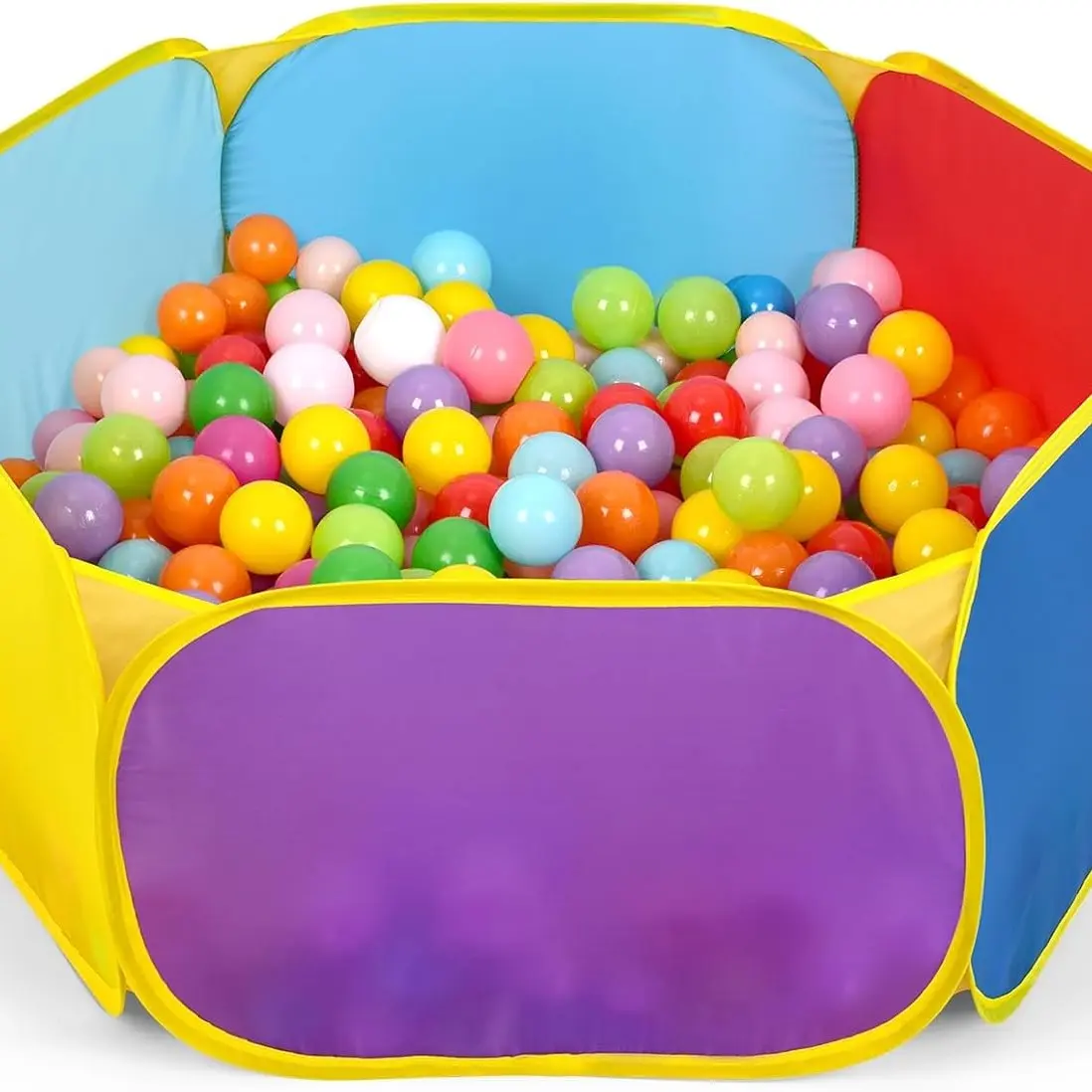 Kids Ball Pit Large Pop Up Childrens Ball Pits Tent for Toddlers Playhouse Baby Crawl Playpen with Basketball Hoop and Zipper Storage Bag, Balls Not Included (1M Multicolor)
