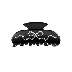 Black Crystal Bow Hair Clip