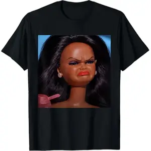 Angry Disgusted Black Doll Face Meme T-Shirt Funny Reaction Tee for Men Soft Breathable 100% Cotton Unisex Casual Tops
