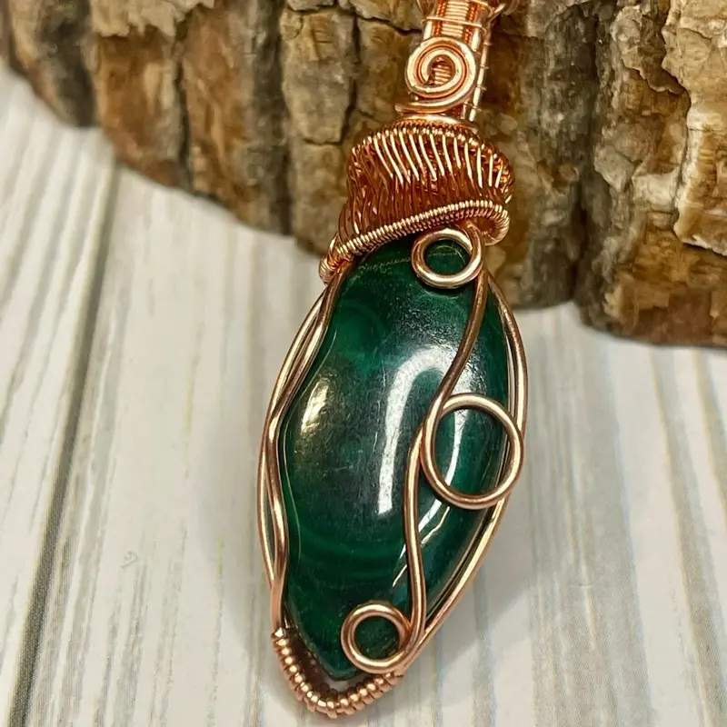 Malachite  Copper Necklace for Transformation, Healing, Grounding, Protection