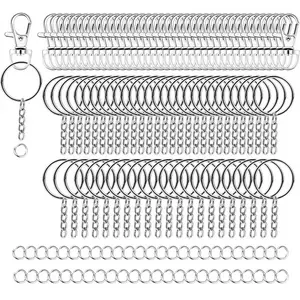 100 Pieces Metal Keychains Keyrings Key Rings with Chain and Jump Rings