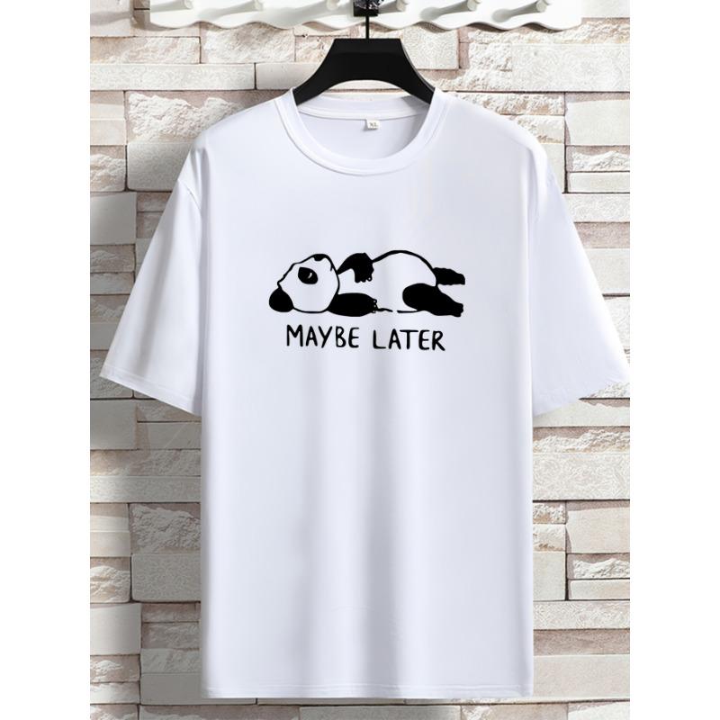 Oversized "Maybe Later" Lazy Cat Meme Men's T-Shirt | Funny "Maybe Later" Quote Procrastination Minimalist Aesthetic Streetwear Novelty Tee