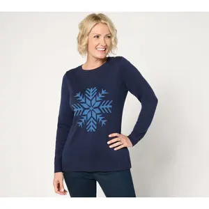 Joan Rivers Snowflake Intarsia Crewneck Sweater