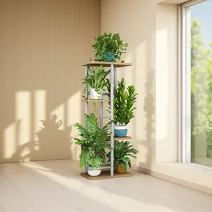 Iron 4-Tier Space Saving Plant Stand - Sturdy Organizer for Indoor/Outdoor Use, Perfect for Pothos, Succulents & Home Decor, Balcony/Living Room Organizer, 14.17"L x 9.05"W x 29.05"H