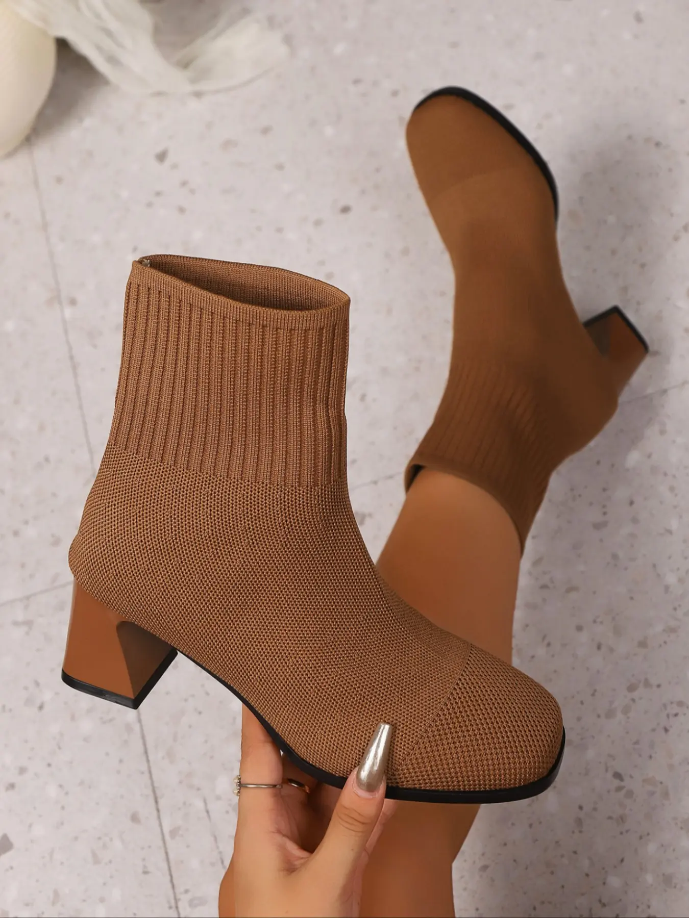 Women's High Heel Brogue Boots, Wide Thigh Style, Classic Embroidery Design, Loose Pointed Toe Thick Sole, Fall & Winter Fashion, Winter Boot Shoes