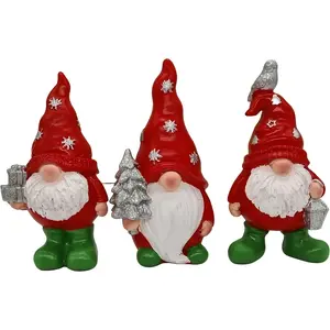Set of 3 Resin Gnome Figurines, Home Decor & Kitchen Accessories, Perfect Christmas Living Room Decoration Gift Idea