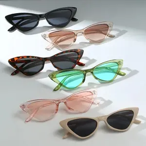 6 Pack Retro Triangular Cat Eye Small Frame Sunglasses UV400 Protection Candy Multi Color Ultra Lightweight Trendy Unisex Eyewear for Outdoor and Daily Wear