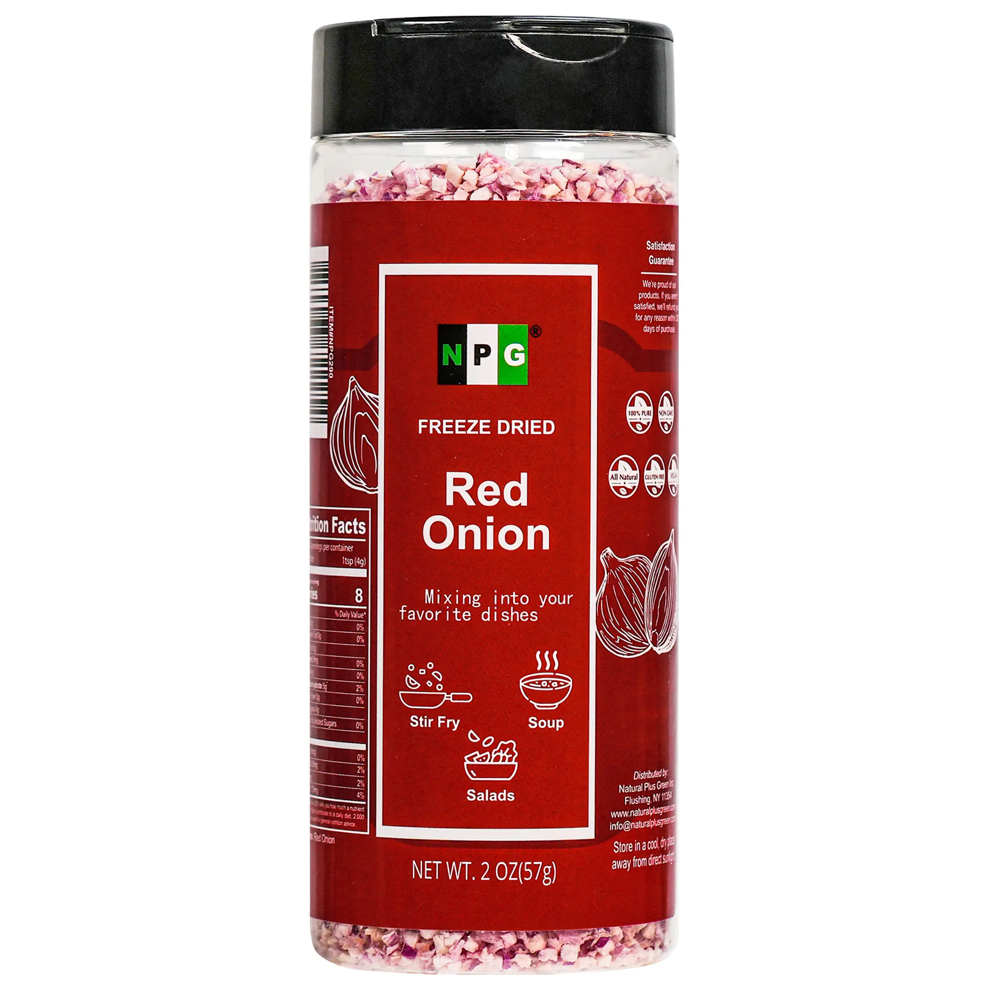 NPG Freeze-Dried Red Onion 2 Oz - Chopped & Diced Dehydrated Onion, Non-GMO, No Additives, Sweet & Crunchy, Ready to Use Flavor Natural