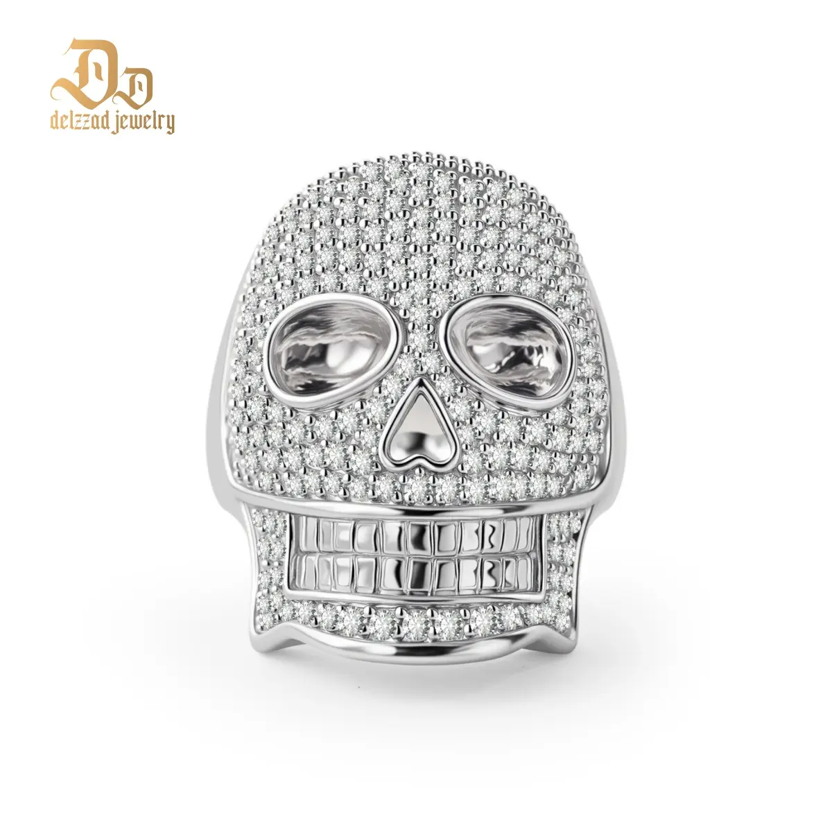 Delzzad 2.8ct Infinite Bone Ring Cool Hip Hop Rock Skull Ring VVS Synthetic Moissanite Ring Jewelry Copper Band Hip Hop Ring for Men Perfect Birthday Engagement Wedding Anniversary Christmas Valentine's Day Gift for Him