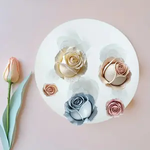 1 piece of a silicone mold with 5 differently shaped rose patterns, suitable for polymer clay, soap, crafts, candles, and candle making - durable and easy to use; features exquisite floral designs; ideal for jewelry making and epoxy resin casting