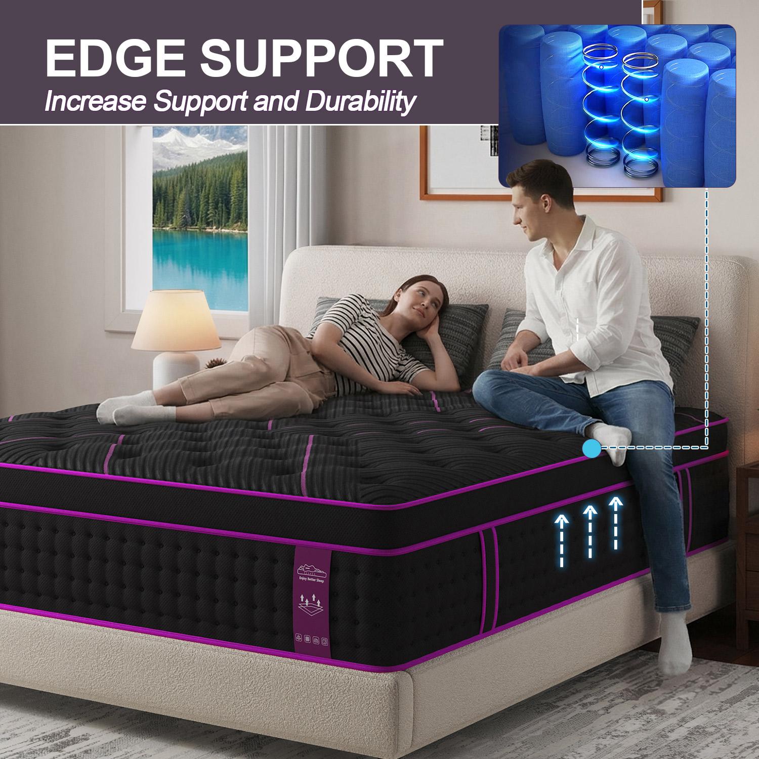 12"14" Gel Memory Foam Hybrid Pocket Spring Twin Full Queen King Mattress In A Box, Euro Top Mattresses Medium Firm For Motion Isolation, Edge Support 12"14" Gel Memory Foam Hybrid Pocket Spring Twin Full Queen King Mattress In A Box, Euro Top Mattresses Medium Firm For Motion Isolation, Edge Support