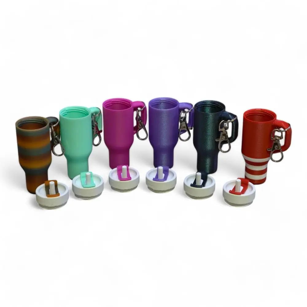 Tumbler Cup Keychain with Removable Lid - Chapstick Holder, rings, medication, money cute for all - One of a kind design!