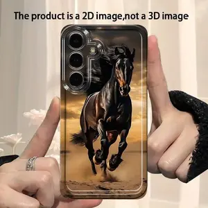 Galloping Horse Phone Case Suitable for Samsung Galaxy  S22 Plus S23+ S24 FE S25 Cartoon Transparent Anti-Drop Full Coverage TPU Soft Shockproof Protective Fashionable Creative New Pattern