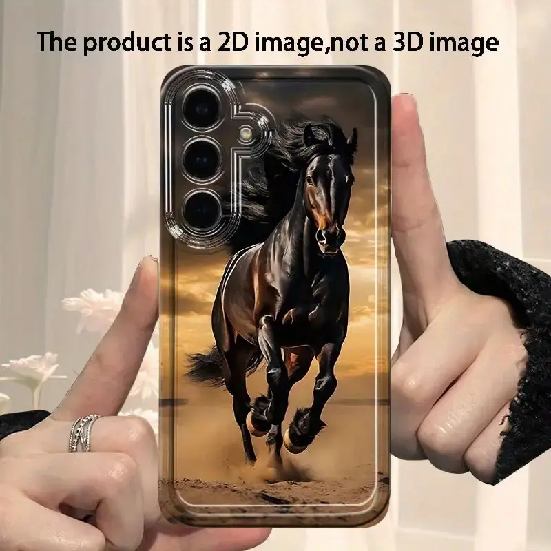 Galloping Horse Phone Case Suitable for Samsung Galaxy  S22 Plus S23+ S24 FE S25 Cartoon Transparent Anti-Drop Full Coverage TPU Soft Shockproof Protective Fashionable Creative New Pattern