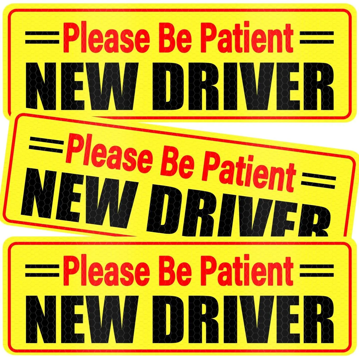 Driver  for , 3 count  Reflective Novice Driver Stickers,  Exterior Accessories,  Driver  Safety Signs(Black&Red)