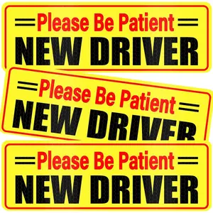 Driver  for , 3 count  Reflective Novice Driver Stickers,  Exterior Accessories,  Driver  Safety Signs(Black&Red)