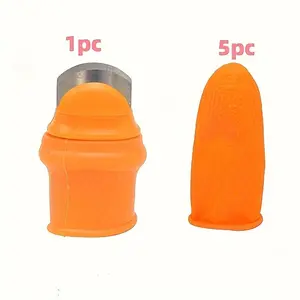 6pcs Set Silicone Thumb Knife - Easy Grip Vegetable And Fruit Picking Tool, Stainless Steel Blade, Ideal for Gardeners And Plant Care, Gardening Thumb Cutter | Ergonomic Design | Durable Silicone Material