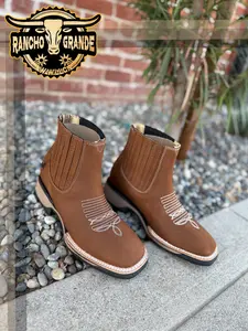 880 Botin Light Brown Nobuck Leather Square Toe  Chelsea Boots Ankle Casual