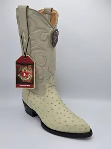 Los Altos Mens Ostrich J toe Boot - Winter White