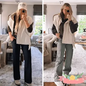 UANEO Womens Fleece Vest Casual Sleeveless Button Down Sherpa Jacket Outerwear with Pockets#TikTokShopBacktoSchool Basic Minimalist Womenswear Outwear