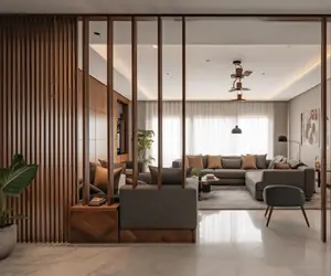 Cherry Wood Wall Partition, Wood Room Dividers (WPC)