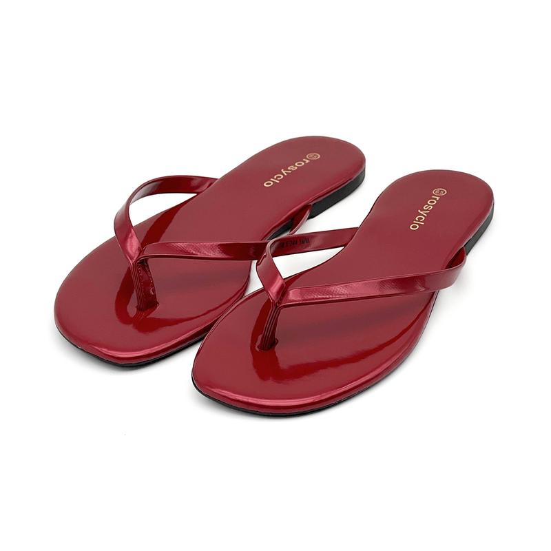 Lumubby Classic Women's PU Flat Flip-Flops Durable Slip-Resistant Slippers for Indoor Outdoor Beach Pool Use Square-Toe Design Mirror-Surface Finish Unisex Stylish Lightweight Lumubby Classic Women's PU Flat Flip-Flops Durable Slip-Resistant Slippers for Indoor Outdoor Beach Pool Use Square-Toe Design Mirror-Surface Finish Unisex Stylish Lightweight