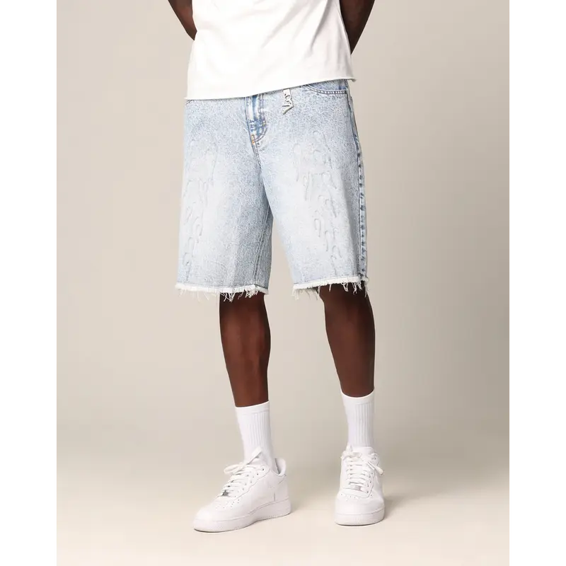 Saint Morta Inferno Baggy Denim Shorts Blue Acidwash