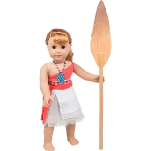 5 Piece Moana Inspired Princess Doll Outfit, Compatible w American Girl Doll- Includes Paddle, Top, Skirt, Necklace & Scarf- Perfect Gift Set